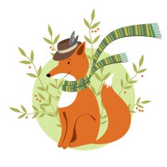 Funny foxy with scarf