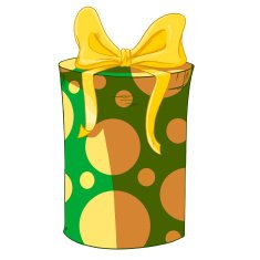 Green cylinder gift box with yellow bow