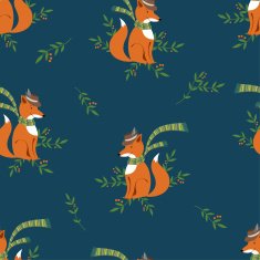 Funny foxy with scarf and hat pattern