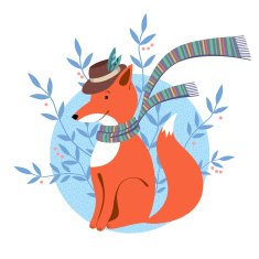 Funny foxy with scarf N2