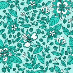 Raspberry floral seamless pattern background