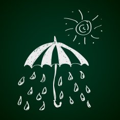 Simple doodle of rain under an umbrella N2