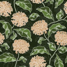 Seamless floral pattern with chrysanthemums Vector N3