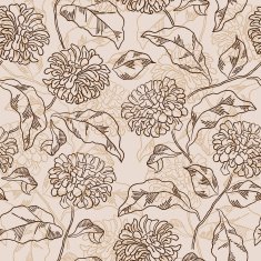 Seamless floral pattern with chrysanthemums Vector N5