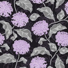 Seamless floral pattern with chrysanthemums Vector N10