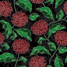 Seamless floral pattern with chrysanthemums Vector N11