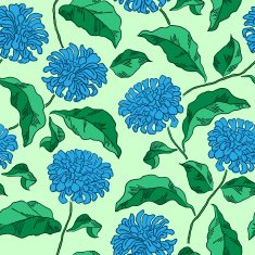 Seamless floral pattern with chrysanthemums Vector N17