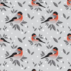 Bullfinches and snow pattern