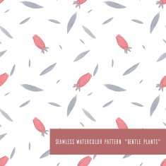 Seamless vector pattern with watercolor petals and roses
