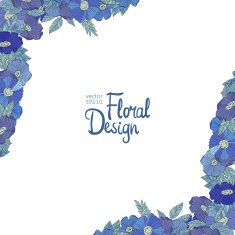 Blue floral border made with wildflowers