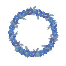 Blue floral border made with wildflowers N2