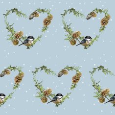 Winter Birds Retro Background - Seamless Pattern