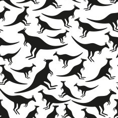 black animal kangaroo seamless vector pattern eps10