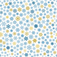 Seamless pattern of snowflakes blue and brown on white