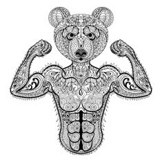Zentangle stylized strong Bear Hand Drawn sport vector N2
