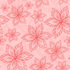 pink big hand drawn flowers vector seamless pattern