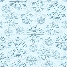 Blue snowflakes on white background seamless pattern N2