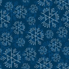 White and blue snowflakes on background seamless pattern N2