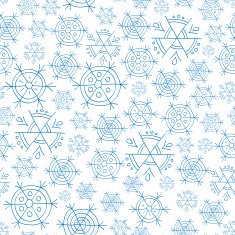 Blue snowflakes on white background seamless pattern N3