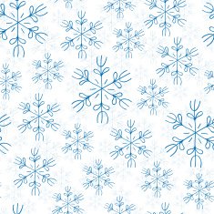 Blue snowflakes on white background seamless pattern N6