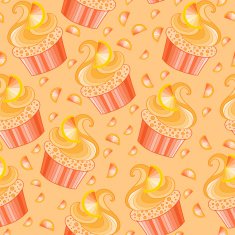 Cute vector orange cupcake