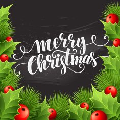 Christmas decoration on chalk board Vector illustration