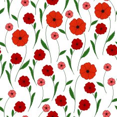 red poppies on a white background N3