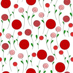 stylized round red flowers