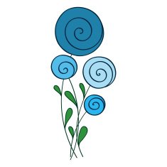 blue stylized round flowers
