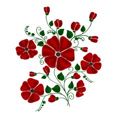 red poppies painted felt-tip pen