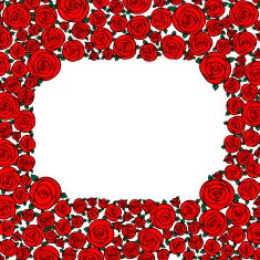 red hand drawn cartoon rose flowers with empty space
