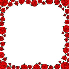 red hand drawn cartoon rose flowers with empty space N2