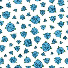 blue hand drawn cartoon rose flowers