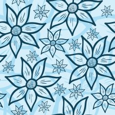 Blue hand drawn flowers N2