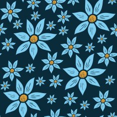 Blue hand drawn flowers N3
