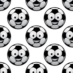 Smiling football balls seamless pattern