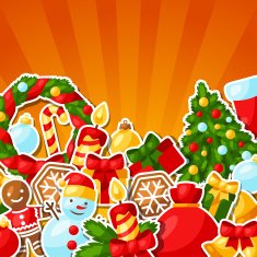 Merry Christmas and Happy New Year sticker invitation card