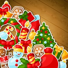 Merry Christmas and Happy New Year sticker template for invitation N2