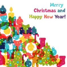 Merry Christmas and Happy New Year invitation card N7