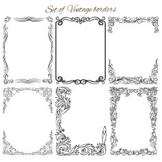 Set of Vintage frames and design elements