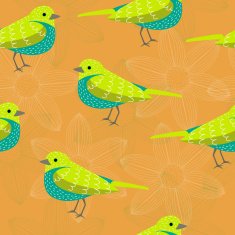 bird seamless pattern on orange background N2