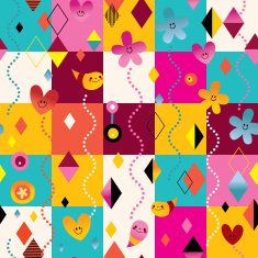 happy little characters seamless pattern