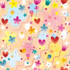 hearts flowers and stars seamless pattern