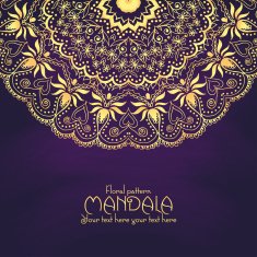 Golden mandala pattern design template Vintage ethnic background frame