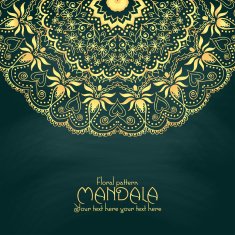 Golden mandala pattern design template Vintage ethnic background frame N2