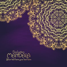 Golden mandala pattern design template Vintage ethnic background frame N3