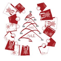 fir-tree with purchases Christmas sale