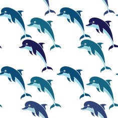 Seamless pattern with dolphins on a white background
