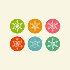 Snowflakes On Coloured Circles
