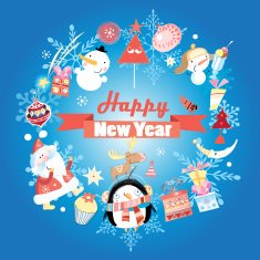 New year greeting card with snowman N2